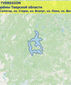 Карта Водоёмы Тверской области оз. Селигер, оз. Стерж, оз. Вселуг, оз. Пено, оз. Волго